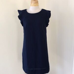 New! Maison Jules medium blue ruffled lattice dress.